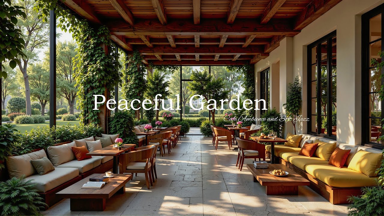 Peaceful Garden Courtyard Jazz | Cozy Outdoor Café Ambience and Soft Jazz for Study and Relaxation