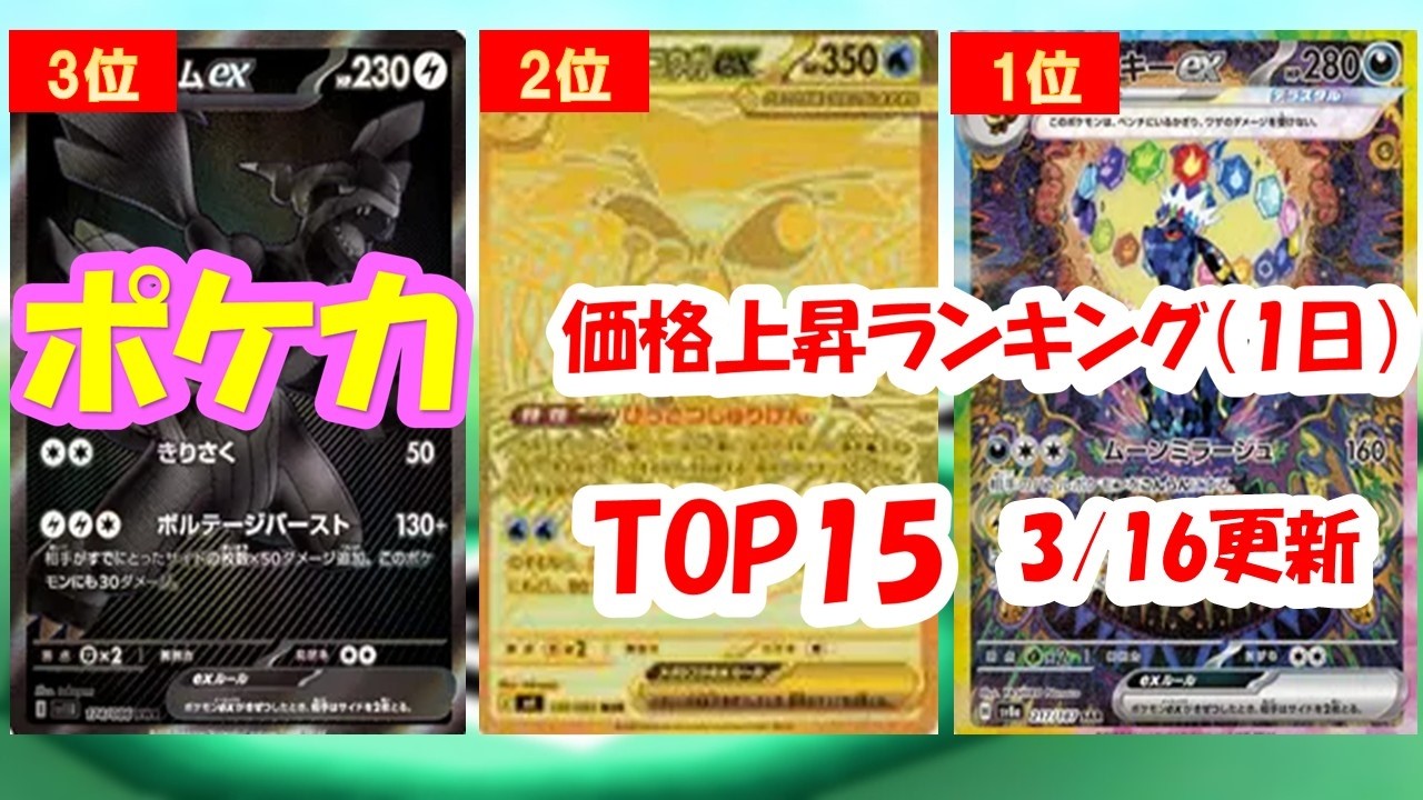 【ポケカ】価格高騰ランキング(1日)3/16更新【Pokémon cards】