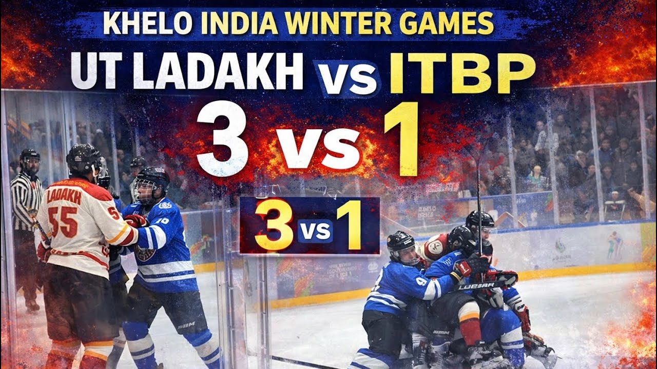 Khelo India winter games ice hockey 2026 UT LADAKH VS ITBP! Intensive and Aggressive match