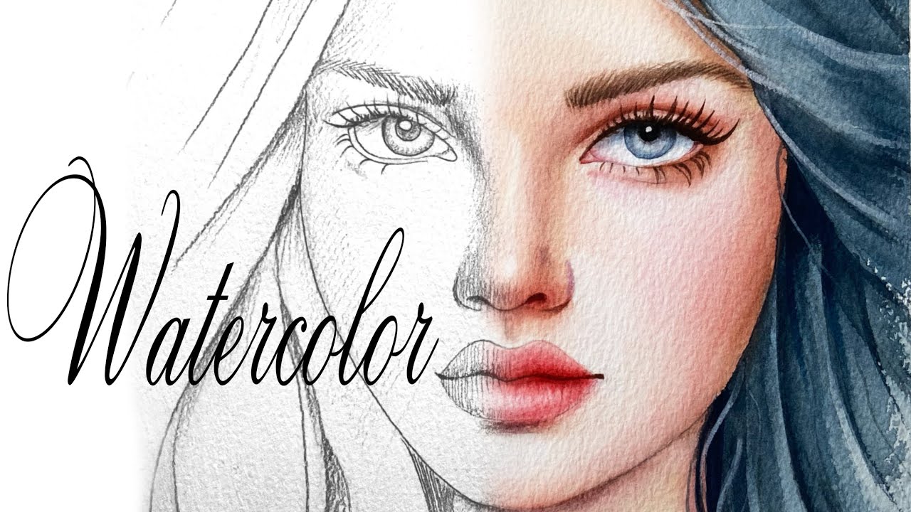 Pretty Girl's Face Painting with Watercolor - how to paint light skin tone