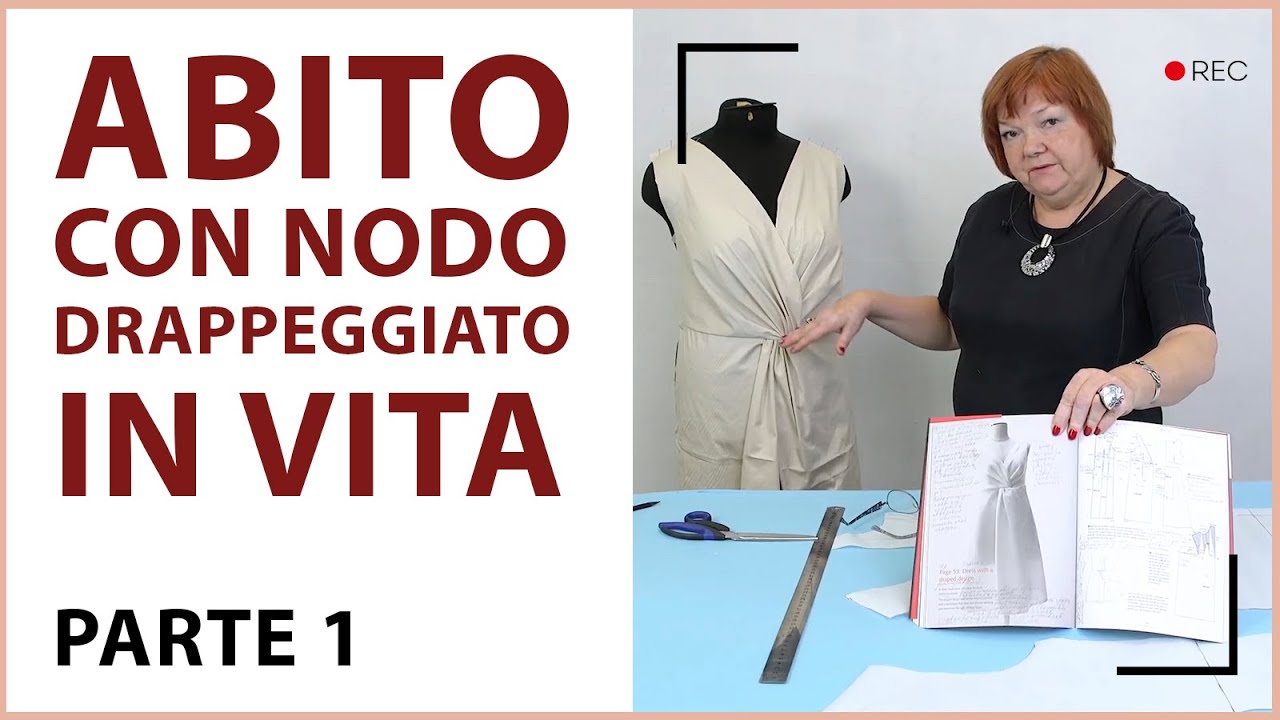 Modellazione cartamodello abito con nodo drappeggiato in vita. Tecnica giapponese. Parte 1