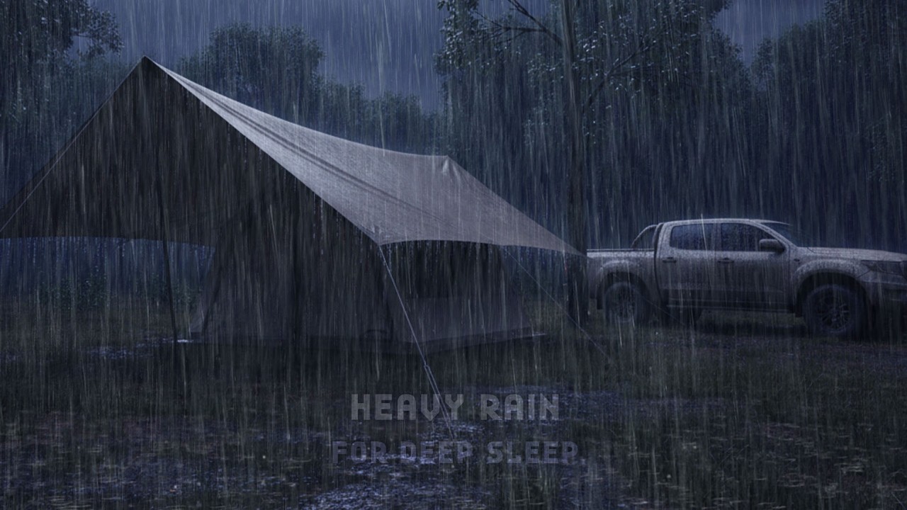 Drift into Peaceful Sleep 😴🌧️⚡ | Dark Forest Thunderstorm in a Tent Next to Double Cabin