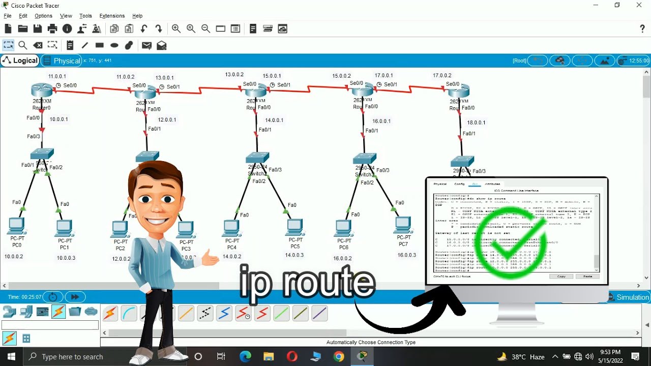Configuring Static Routing With 5 Routers Using CLI Command || Cisco Packet Tracer Tutorial [Hindi]