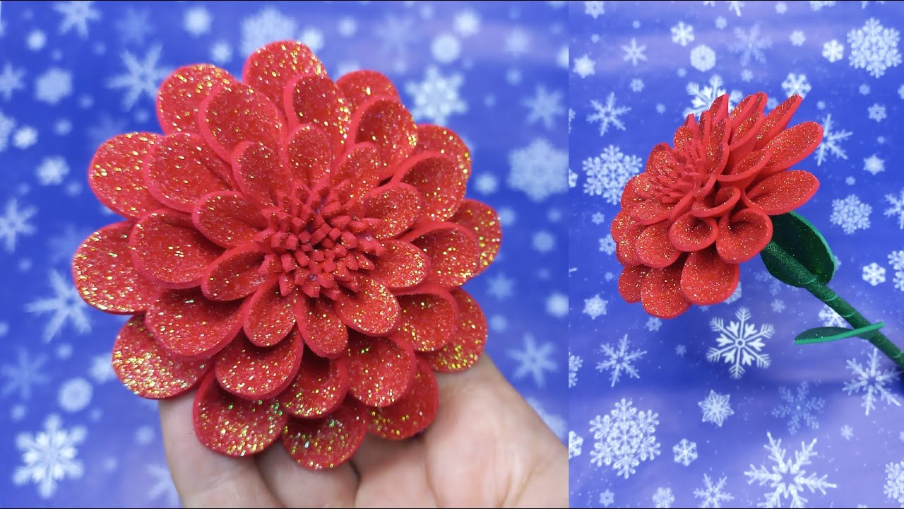 Foam Sheet Flower Step By Step | Цветок из глиттерного фоамирана