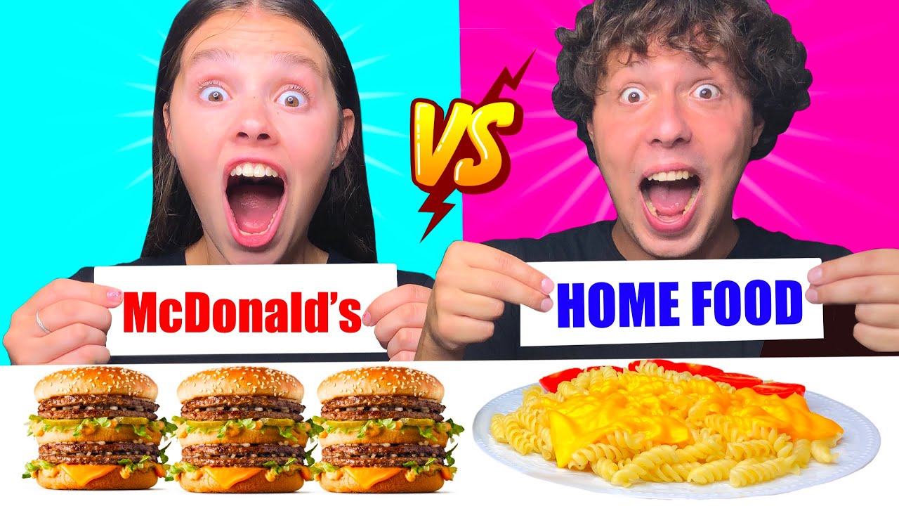 ASMR MCDONALDS VS HOME FOOD CHALLENGE | MUKBANG EATING SOUNDS 먹방 Tati ASMR