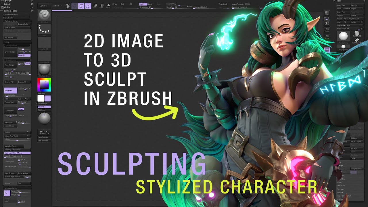 2D Goddess to 3D Sculpt in ZBrush