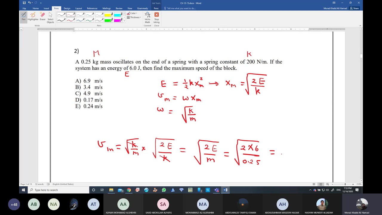 PHYS101- Help Session 14- Ch.12-15-REVIEW