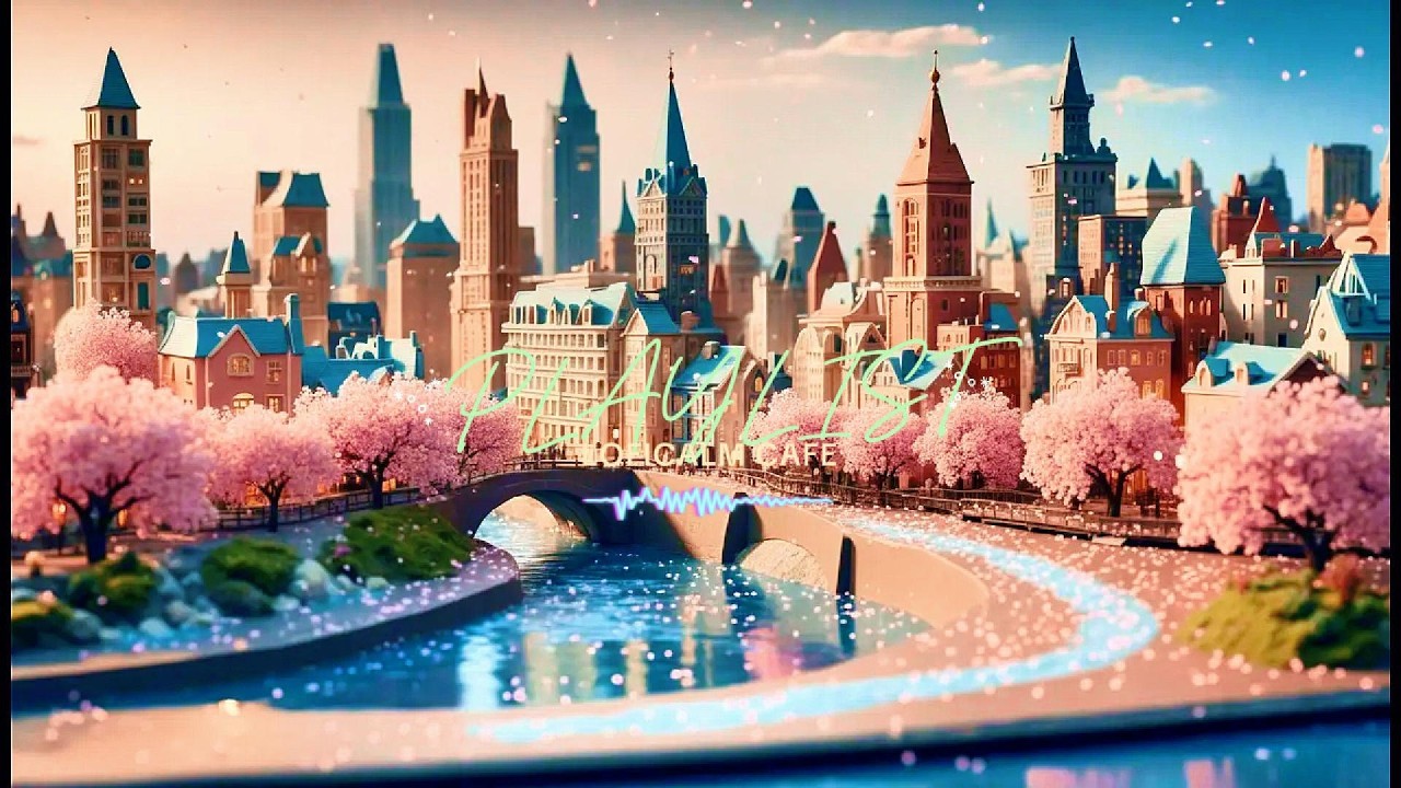🌸Walking by the Cherry Blossom River🌸  | Quiet 90s Anime Lofi | Spring at LOFICALM Café 🌸