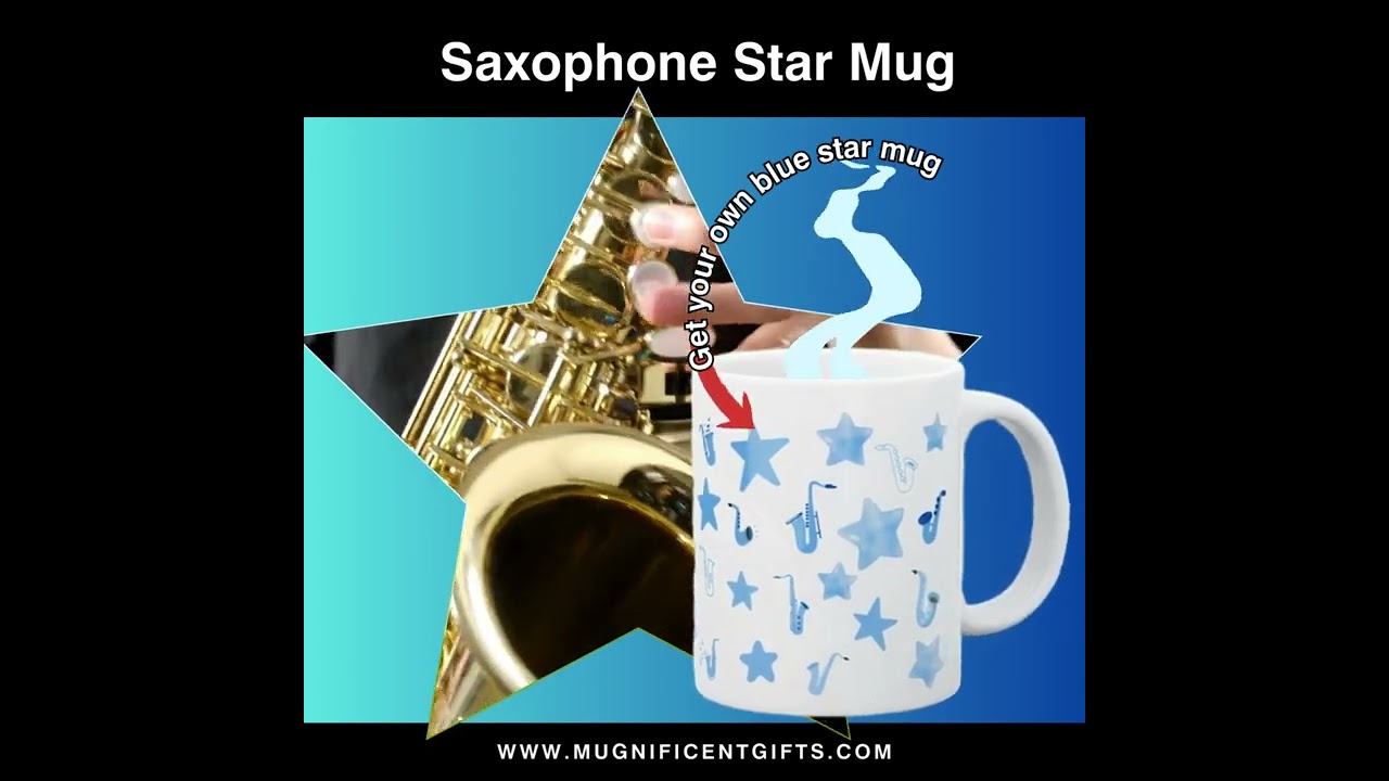 Saxophone Blue Star Mug #jazz #saxophonemusic #music#mug #star #gift #jazzinstrument #saxophone