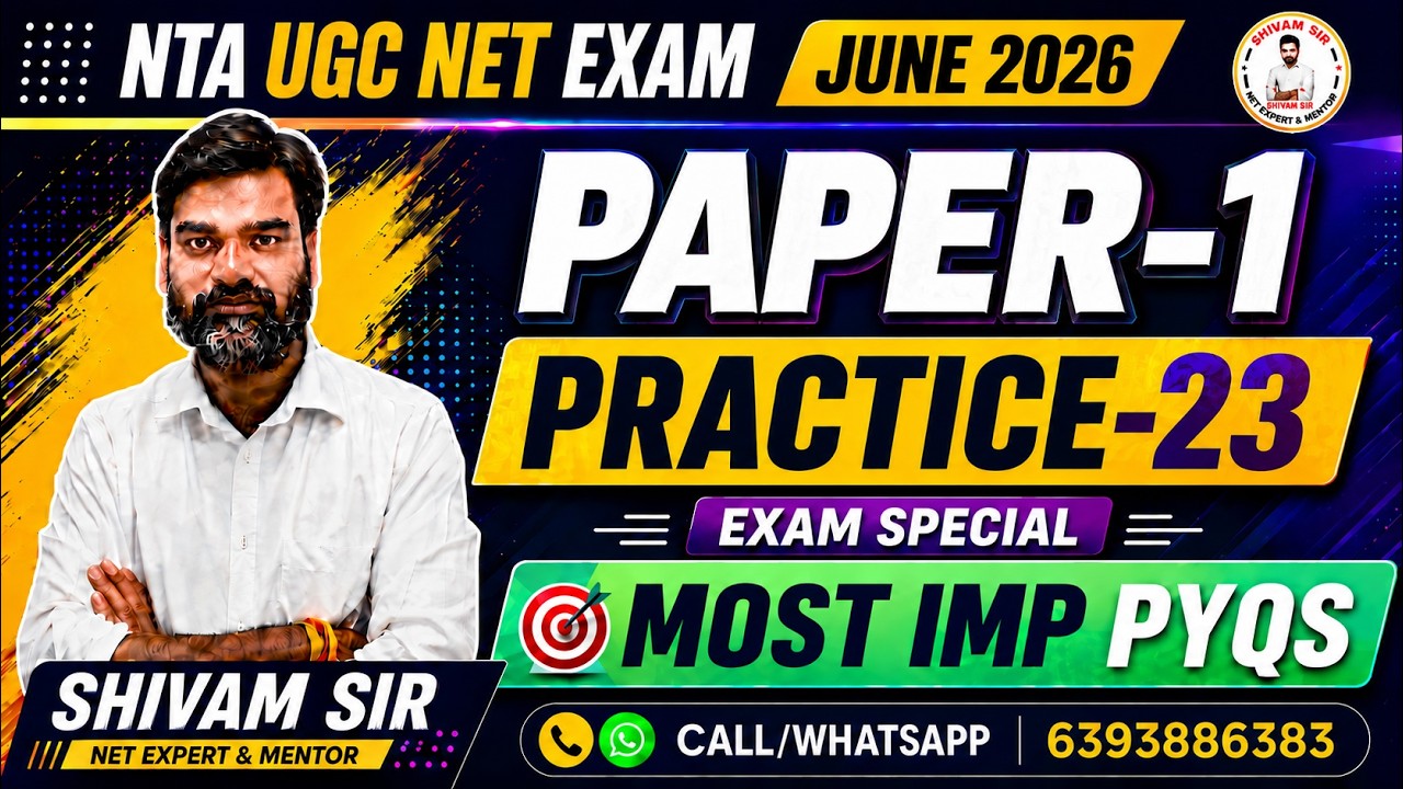 NTA UGC NET Paper 1 Practice Set-23 🔥 Most Important PYQs 2026 UGC NET 2026 Paper by Shivam Sir