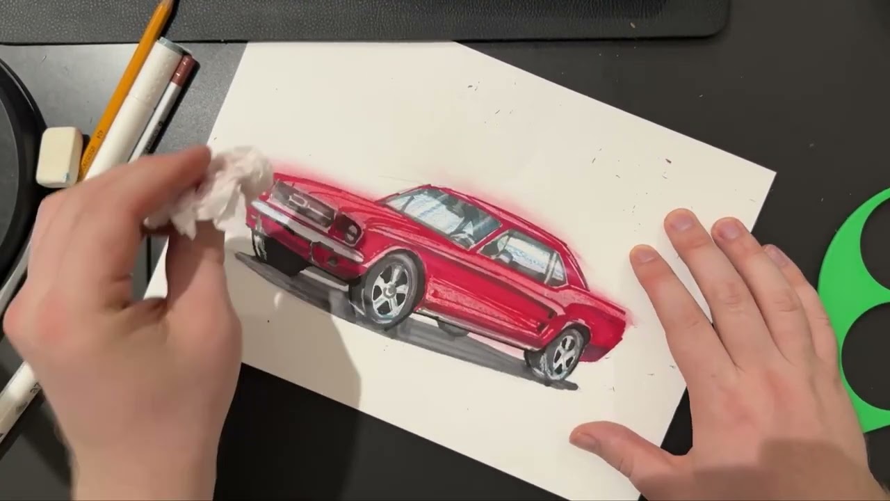Ford Mustang Drawing Timelapse — Classic Muscle Car Art