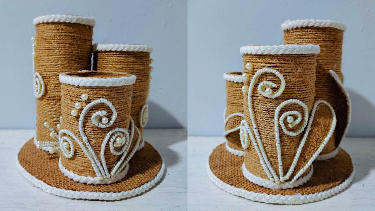 IDE PENYIMPANAN KREATIF || TEMPAT PENSIL || HOW TO MAKE A PENSIL HOLDER WITH JUTE