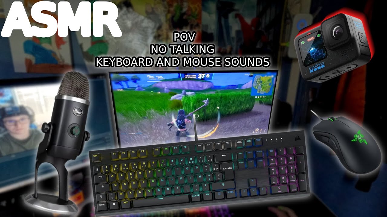ASMR No Talking - I played FORTNITE with my GOPRO ! | Keyboard and Mouse sounds