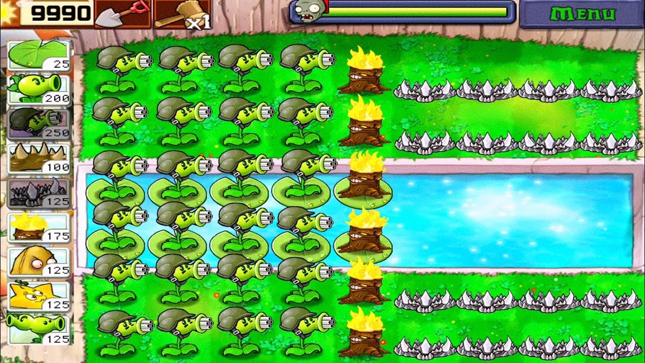 Plants vs Zombies || Gatling Pea & Spikerock vs Zombies || Survival Pool Highlight || FullHD [1080p]