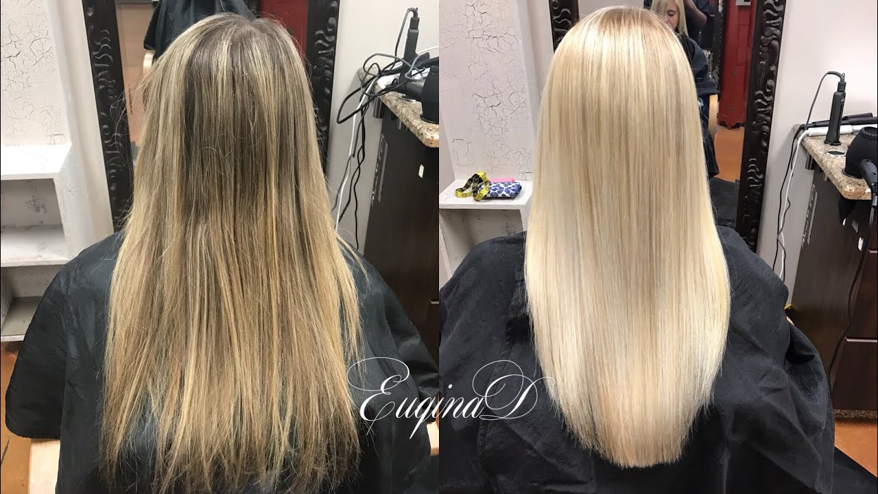 Blonding Babylights Balayage Dark to light Shadow Root