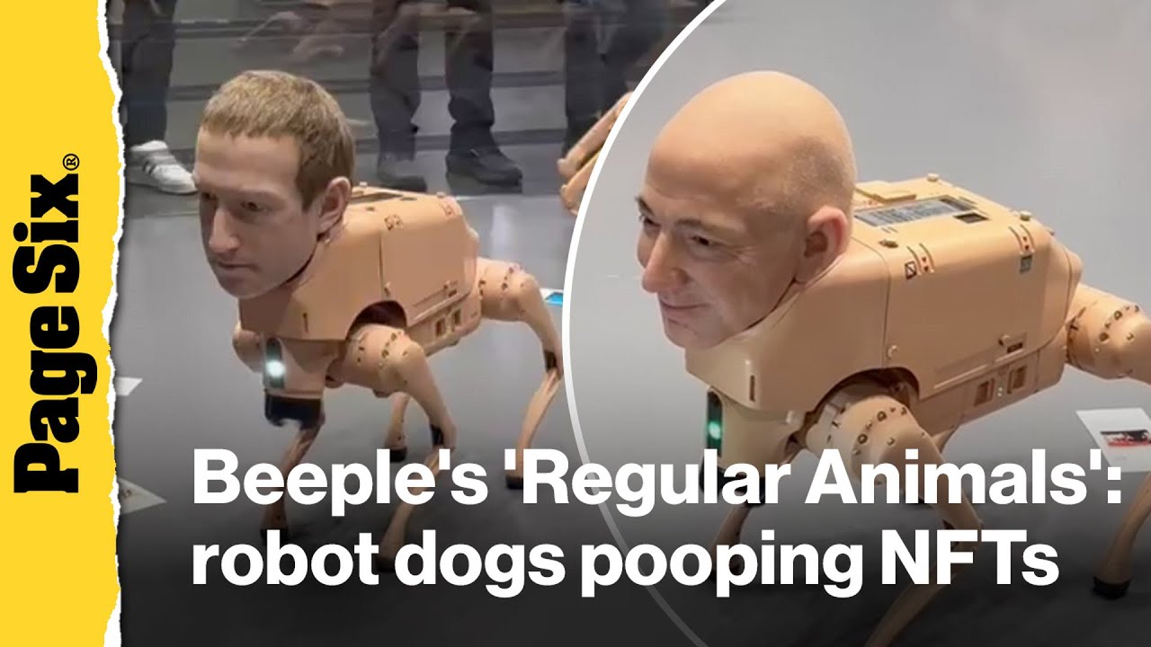See Elon Musk, Jeff Bezos, and Mark Zuckerberg as pooping robot dogs at Art Basel 2025