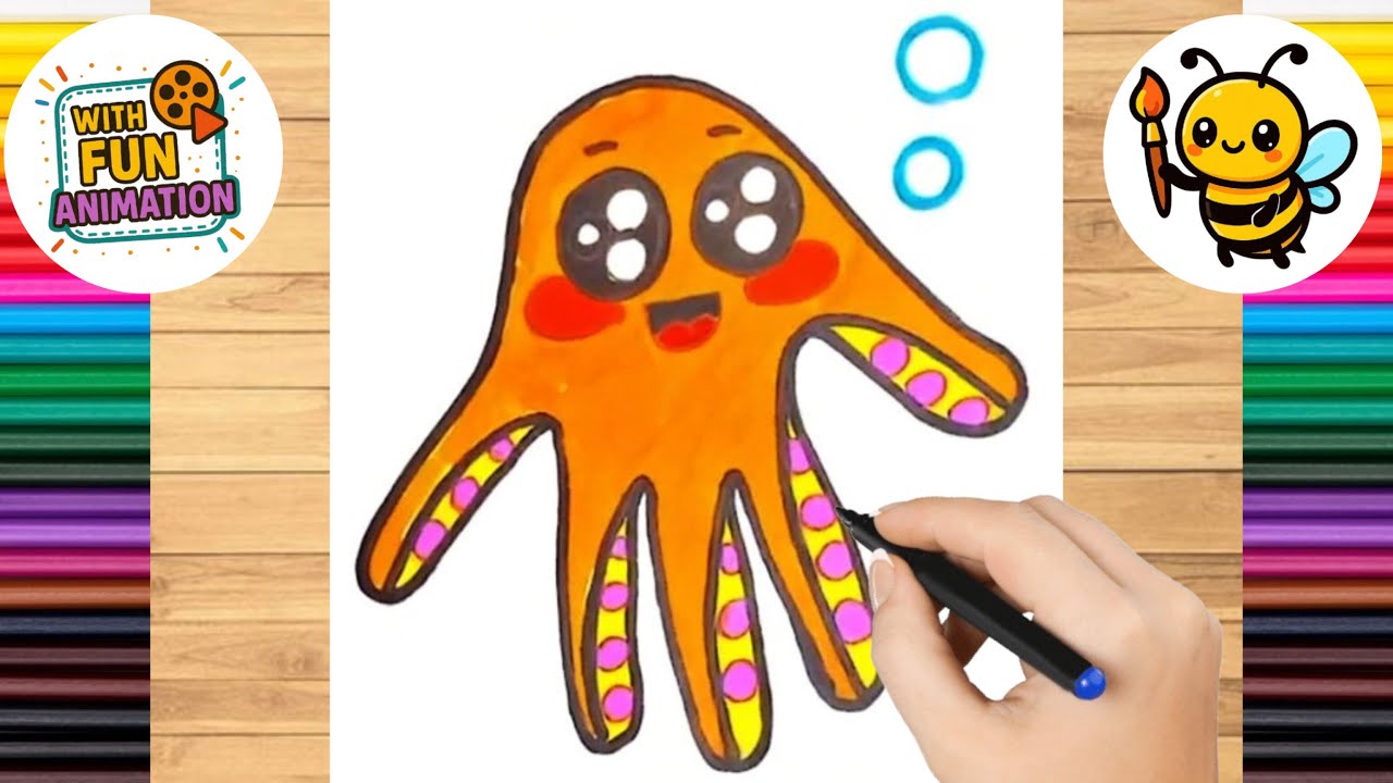 How to Draw a Cute Octopus from Your Handprint! | Step-by-Step Drawing for Kids