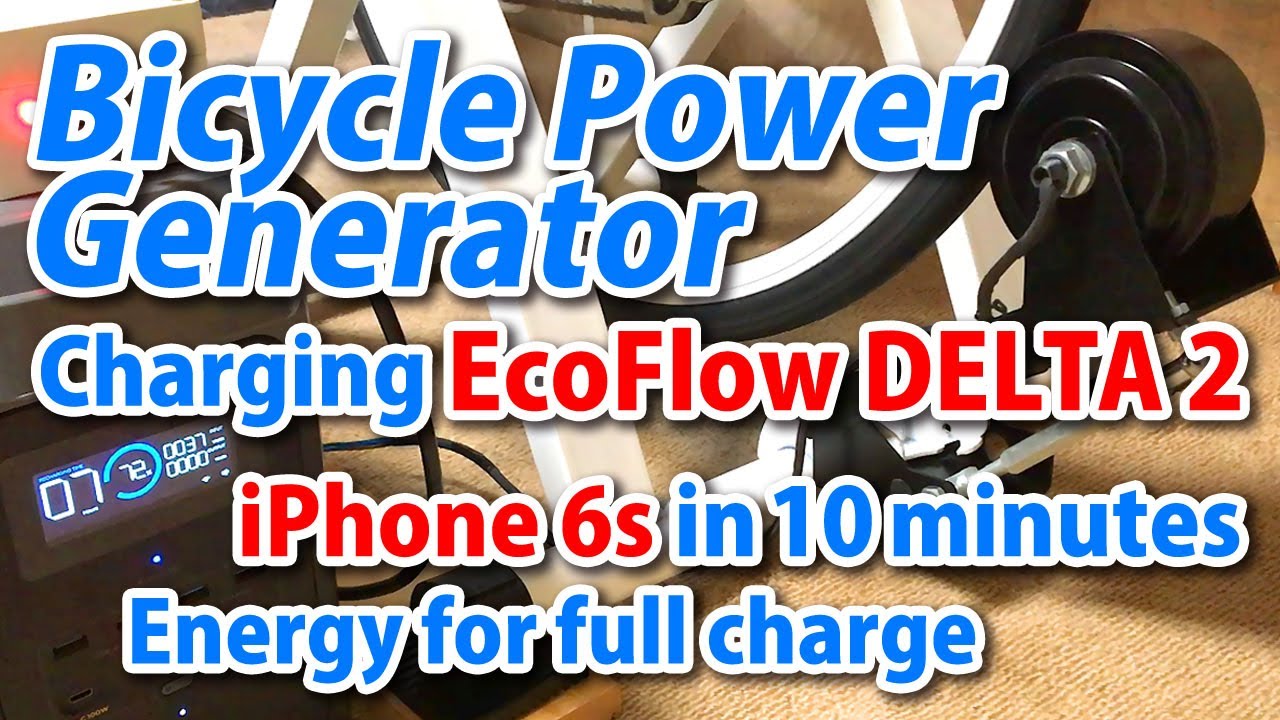 Bicycle Power Generator Charging EcoFlow DELTA 2 iPhone 6s in 10 minutes Energy for full charge