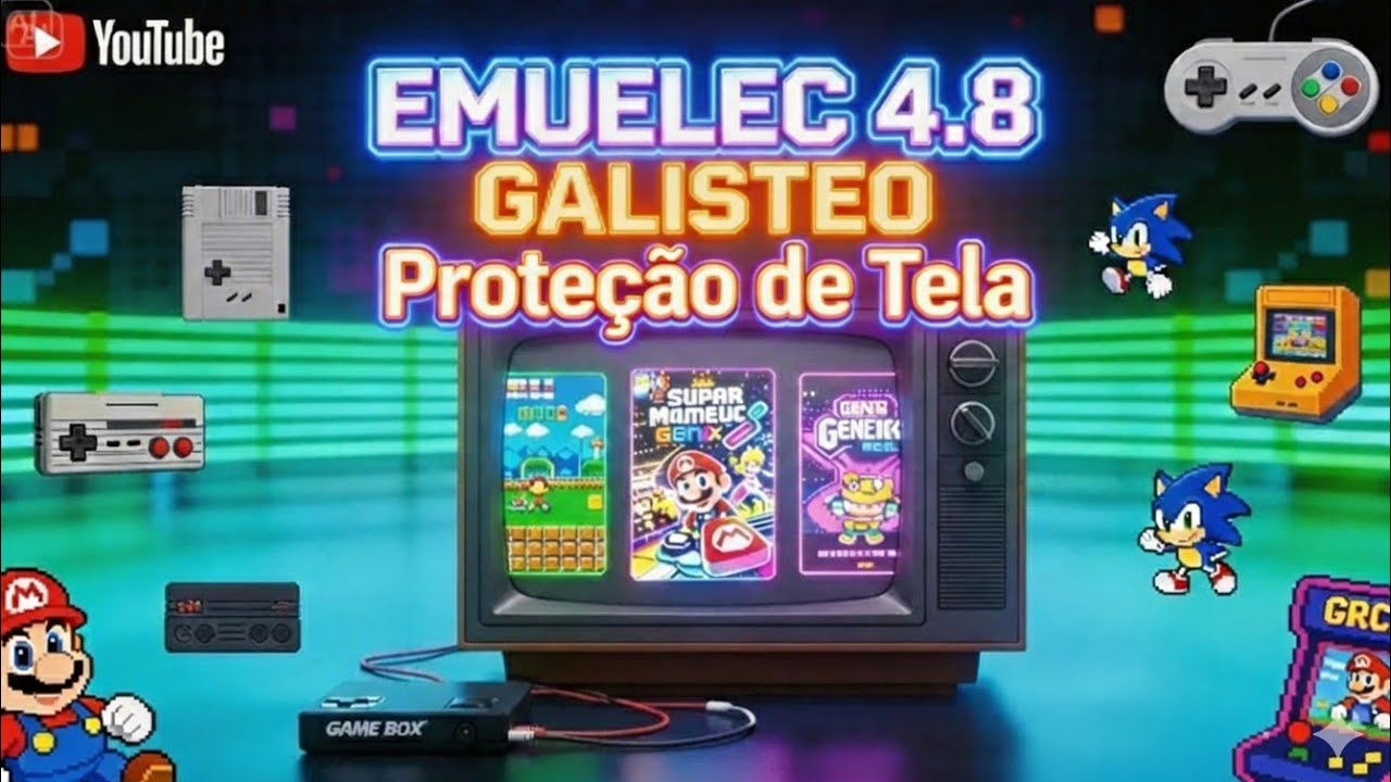EMUELEC 4.8 image 256g GALISTEO! 40min de proteção de Tela! Videos dos Games com trilha GameMusic!