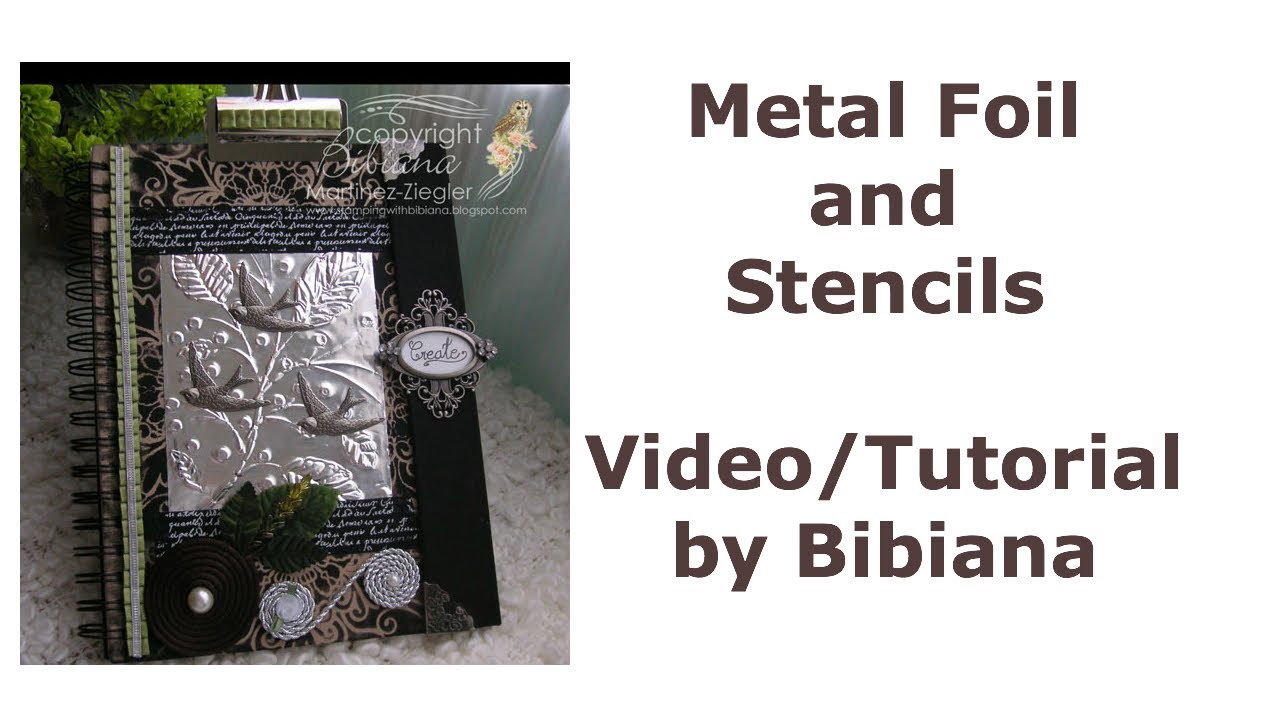 Metal Foil and Stencils on a Mix Media Art Journal Cover