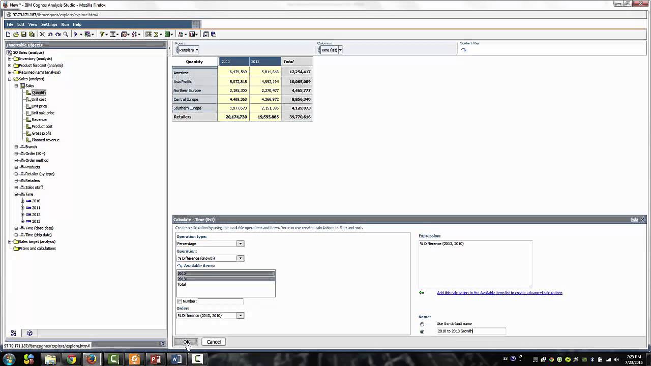 IBM Cognos Analysis Studio Training - Demo 9: Create Calculations