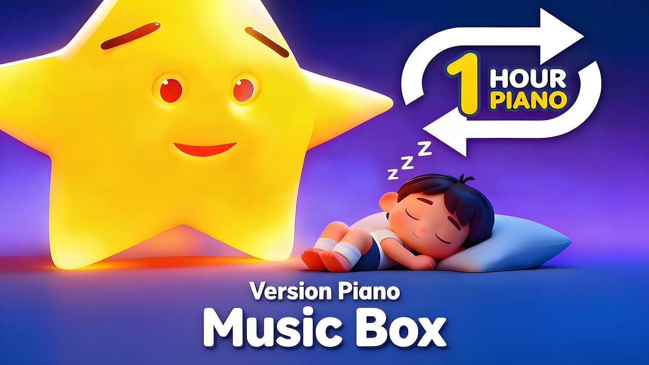 Twinkle Twinkle Little Star 1 Hour (With Lyrics) - Music Box & Piano Lullaby