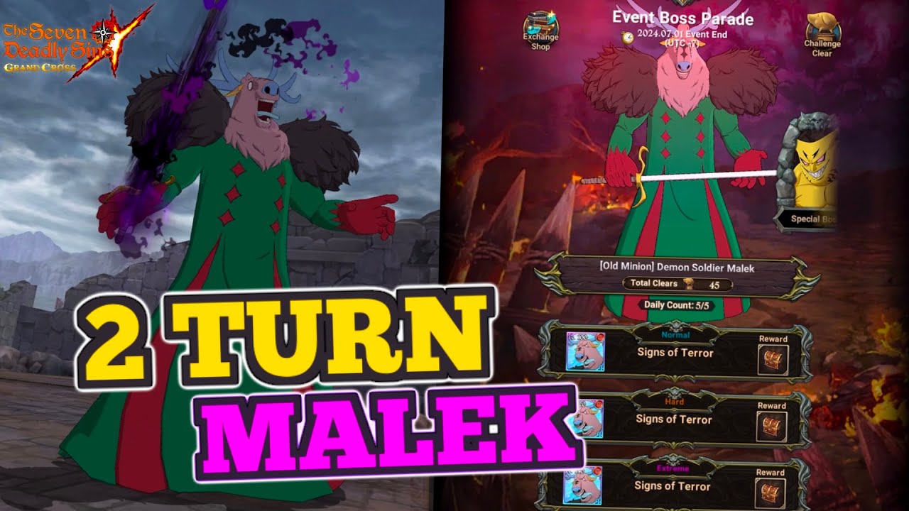 2 TURN KO Event Boss MALEK Extreme! SPEED CLEAR GUIDE! Seven Deadly Sins Grand Cross