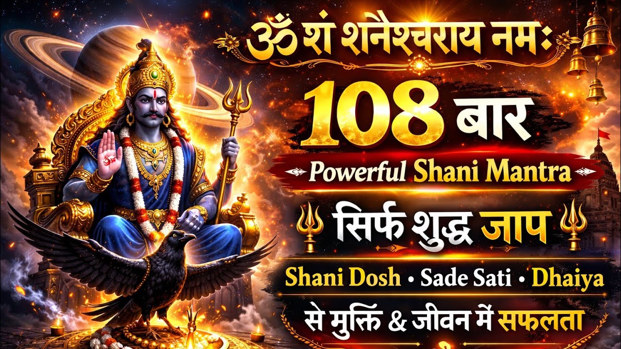 ॐ शं शनैश्चराय नमः|108 बार शनि मंत्र जाप|Powerful Shani Mantra Chanting|Pure Chanting for Shani Dosh