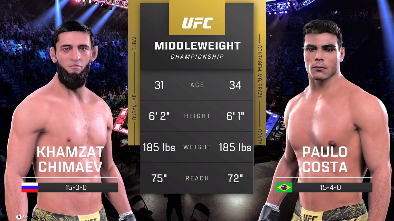 Khamzat Chimaev vs Paulo Costa Full Fight - UFC Fight Of The Night