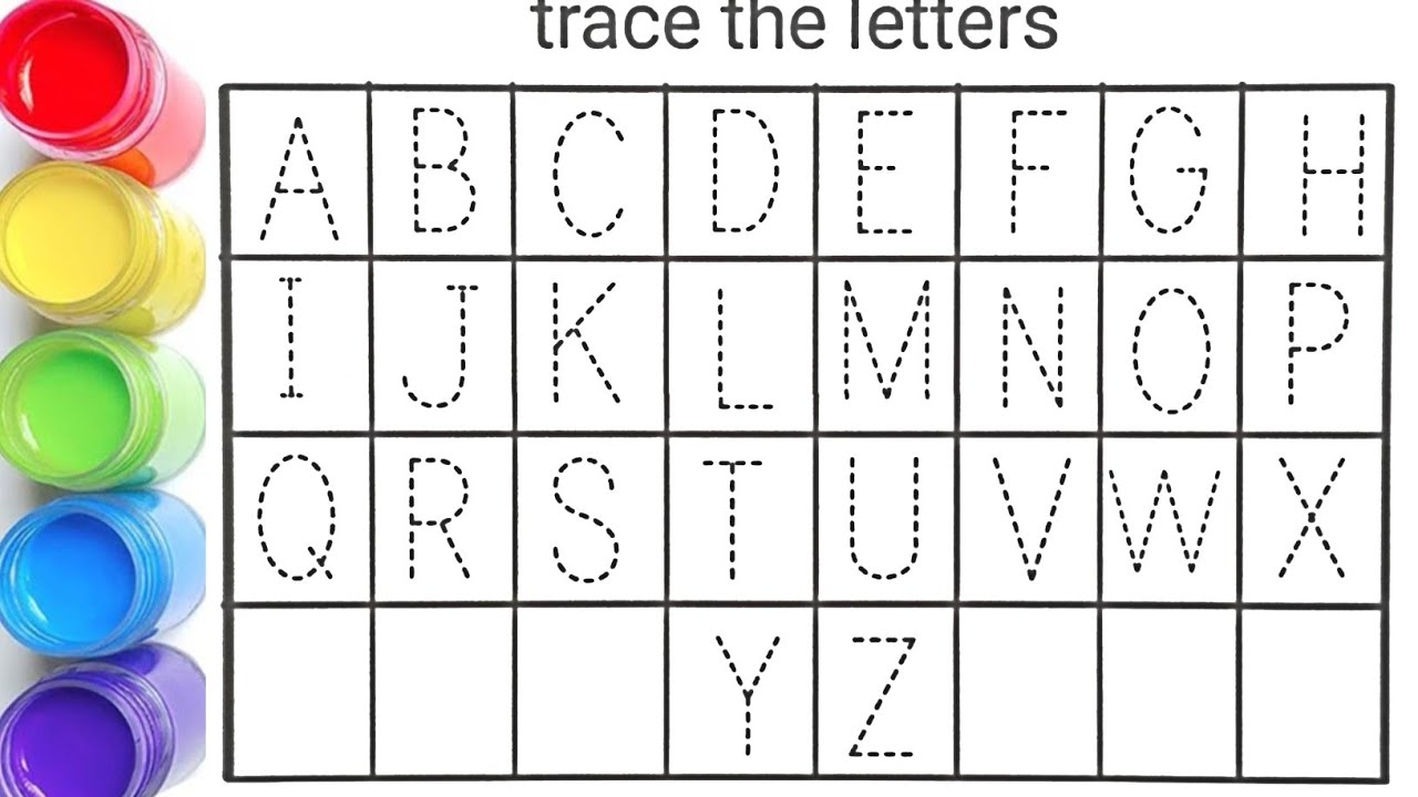 Alphabet, ABC song, abcd, a to z, Kids rhymes, collection for writing along dotted lines for toddler
