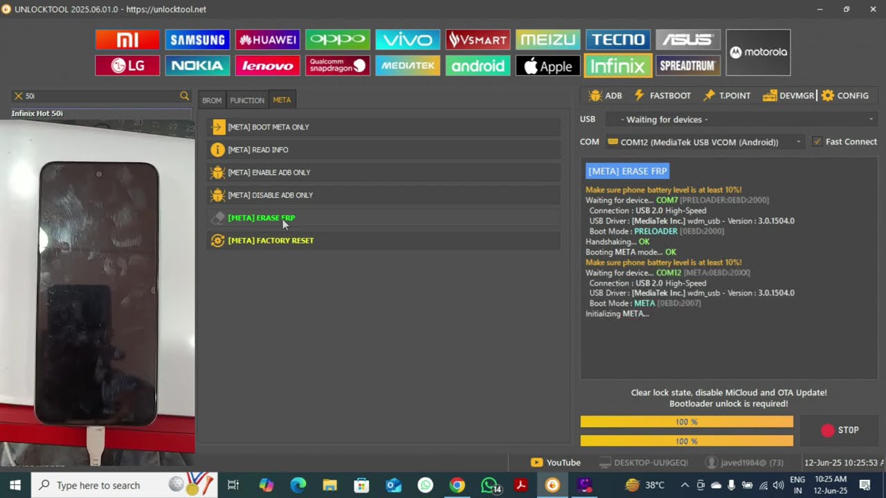 Infinix Hot 50i Frp Bypass || Unlocktool || One Click (after do hard reset) X6531B