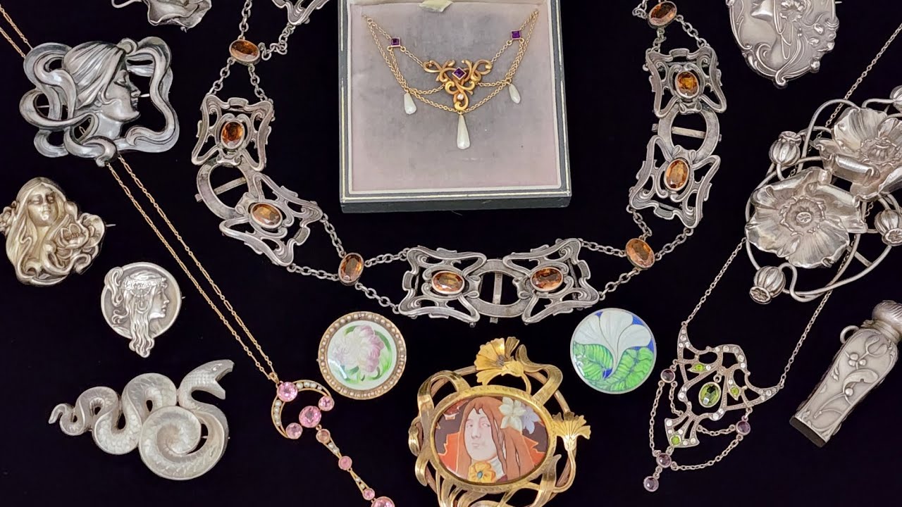 ANTIQUE ART NOUVEAU JEWELRY: My collection CIRCA 1890 - 1915, GOLD SILVER GEMS & ENAMEL #collection
