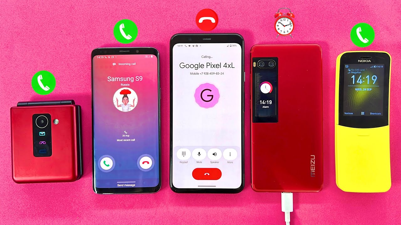 Google Pixel 4XL calling on BQ Pocket, Samsung S9, MEIZU Pro7, Nokia 8110 | Incoming + Outgoing Call