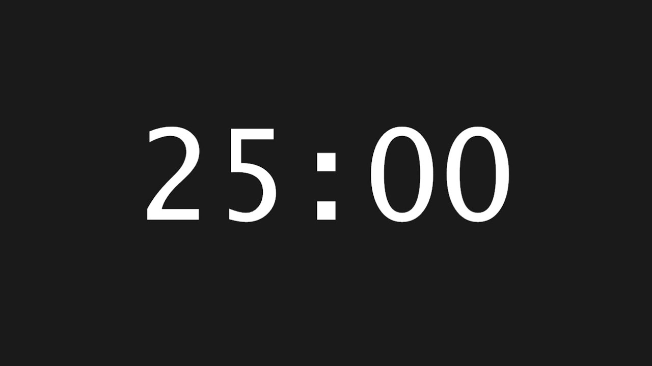 25 Minute Focus Timer – Exact 25:00 | No Music, Real Time Countdown
