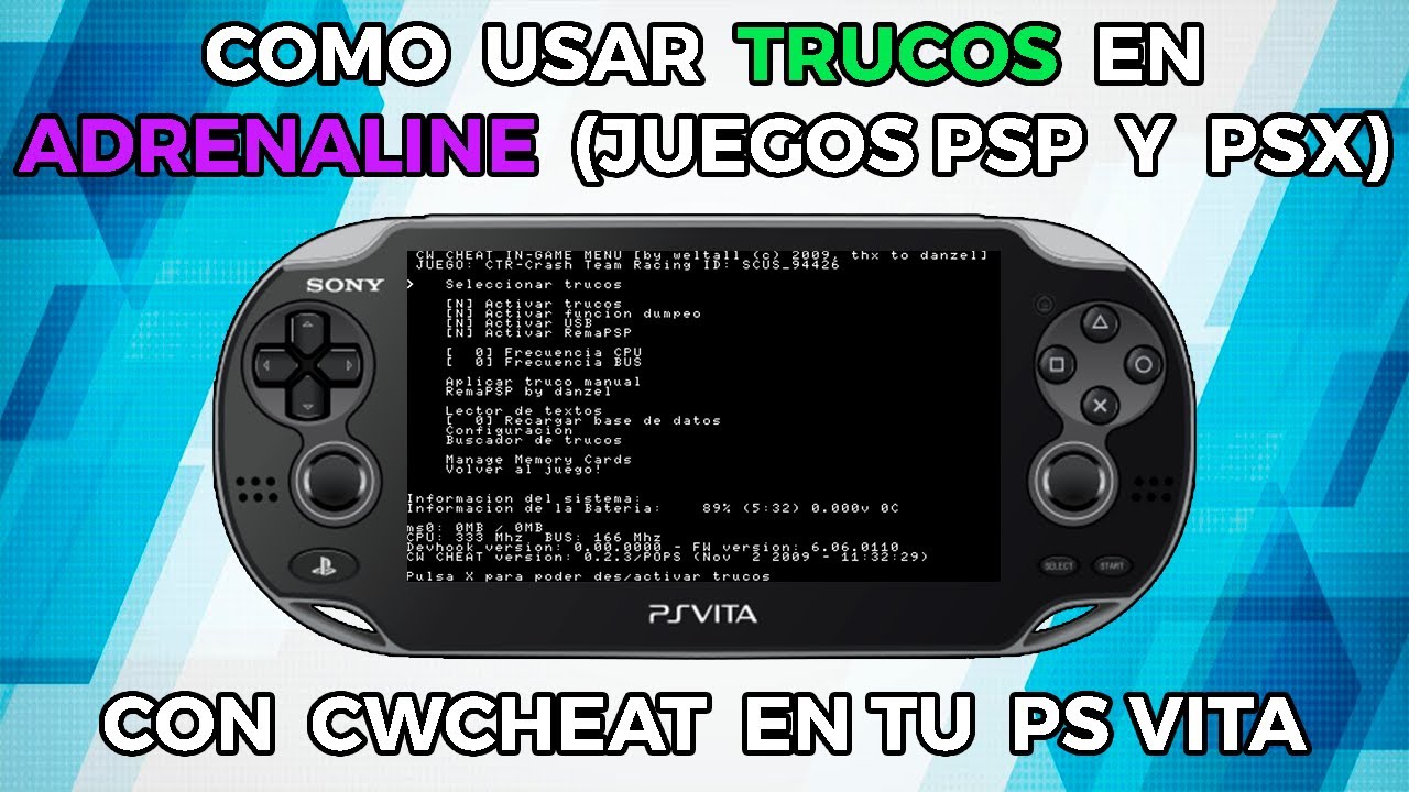 PS Vita - USAR TRUCOS EN ADRENALINE (PSP Y PSX) con CWCHEAT