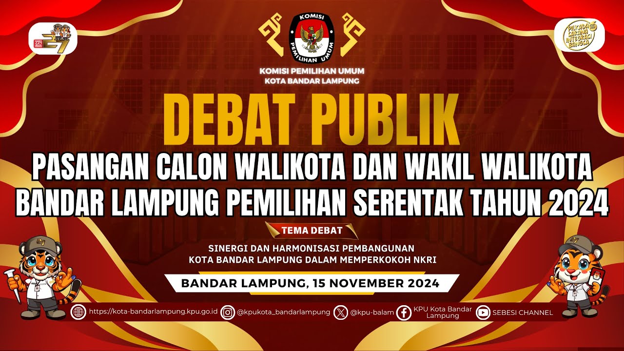 LIVE DEBAT PUBLIK PASANGAN CALON WALIKOTA DAN WAKIL WALIKOTA BANDAR LAMPUNG
