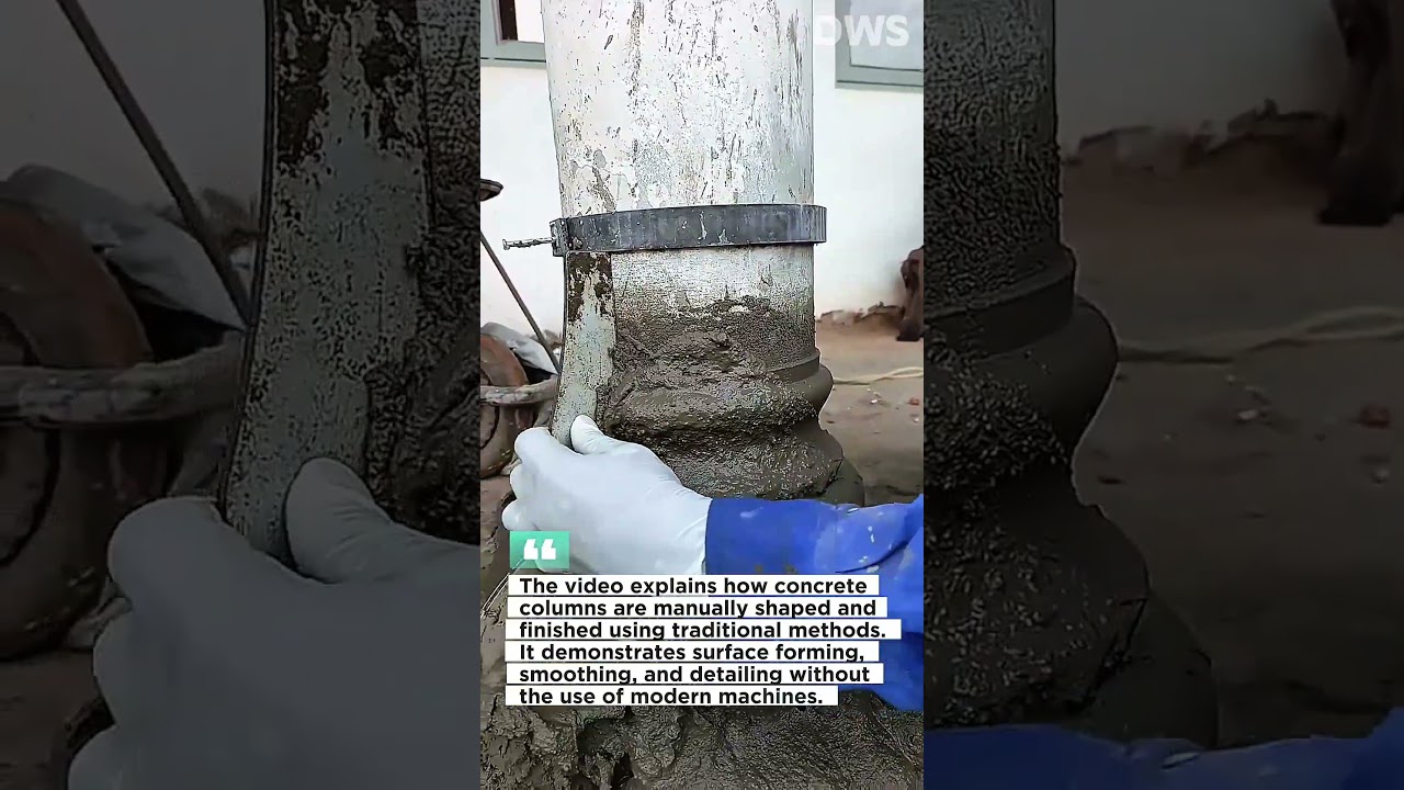 Traditional Concrete Column Finishing | Manual Column Shaping Technique