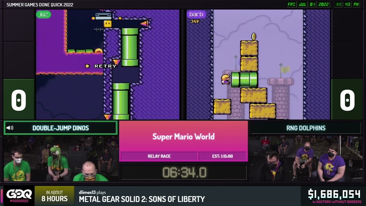 SGDQ 2022 Super Mario World Relay Race -- Barbarian, juzcook, CarlSagan42, shovda, Shoujo, ThirdWall