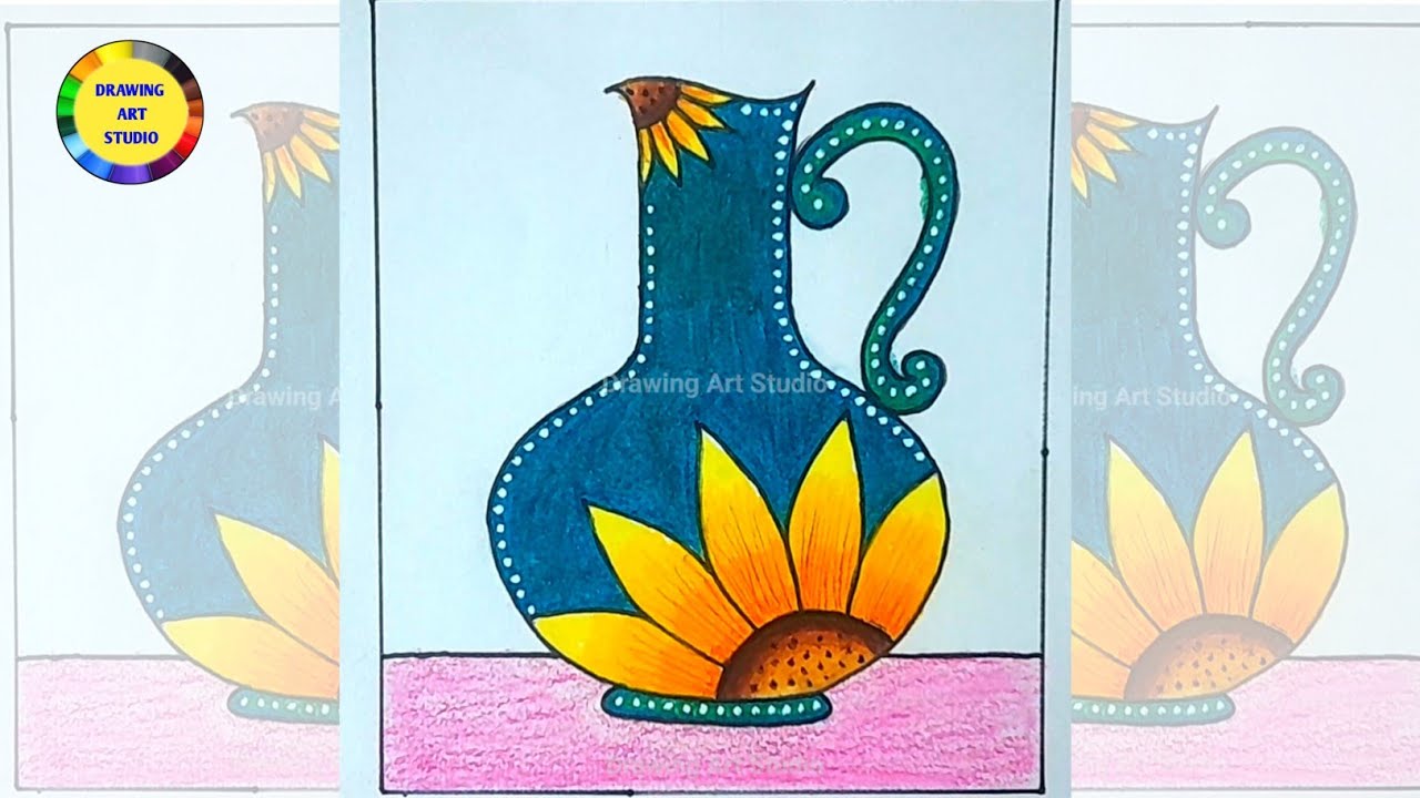 Easy And Simple Flower Pot Drawing| Flower Pot Drawing Easy And Beautiful | Flower Vase Drawing 