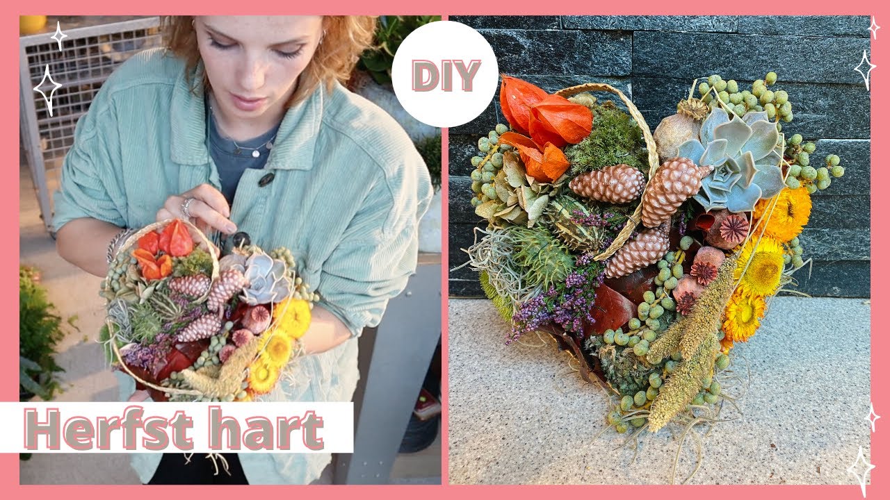 Herfst hart BLOEMSTUK 🍁🍂+ winnaar Winactie🥳 | Cursus bloemschikken #111 | Carlein Tukkers