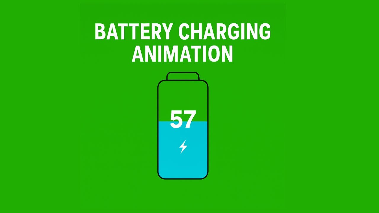Battery Charging Animation | Motion Graphics | Green Screen Video