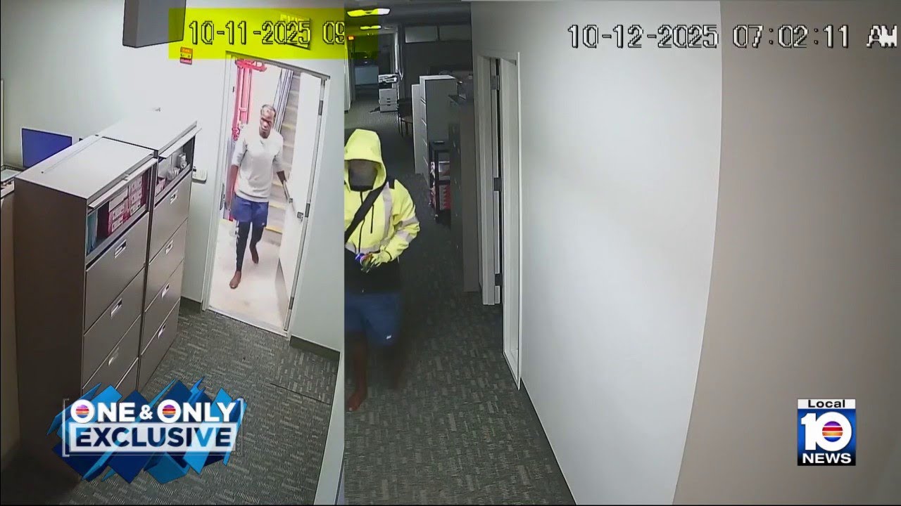 Surveillance video shows government building burglary in Miami Beach