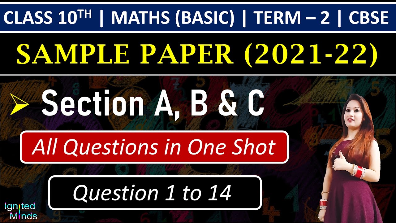 Class 10th Basic Maths Sample Paper | Term - 2 (2021-22) | Complete Solution | Question 1 to 14