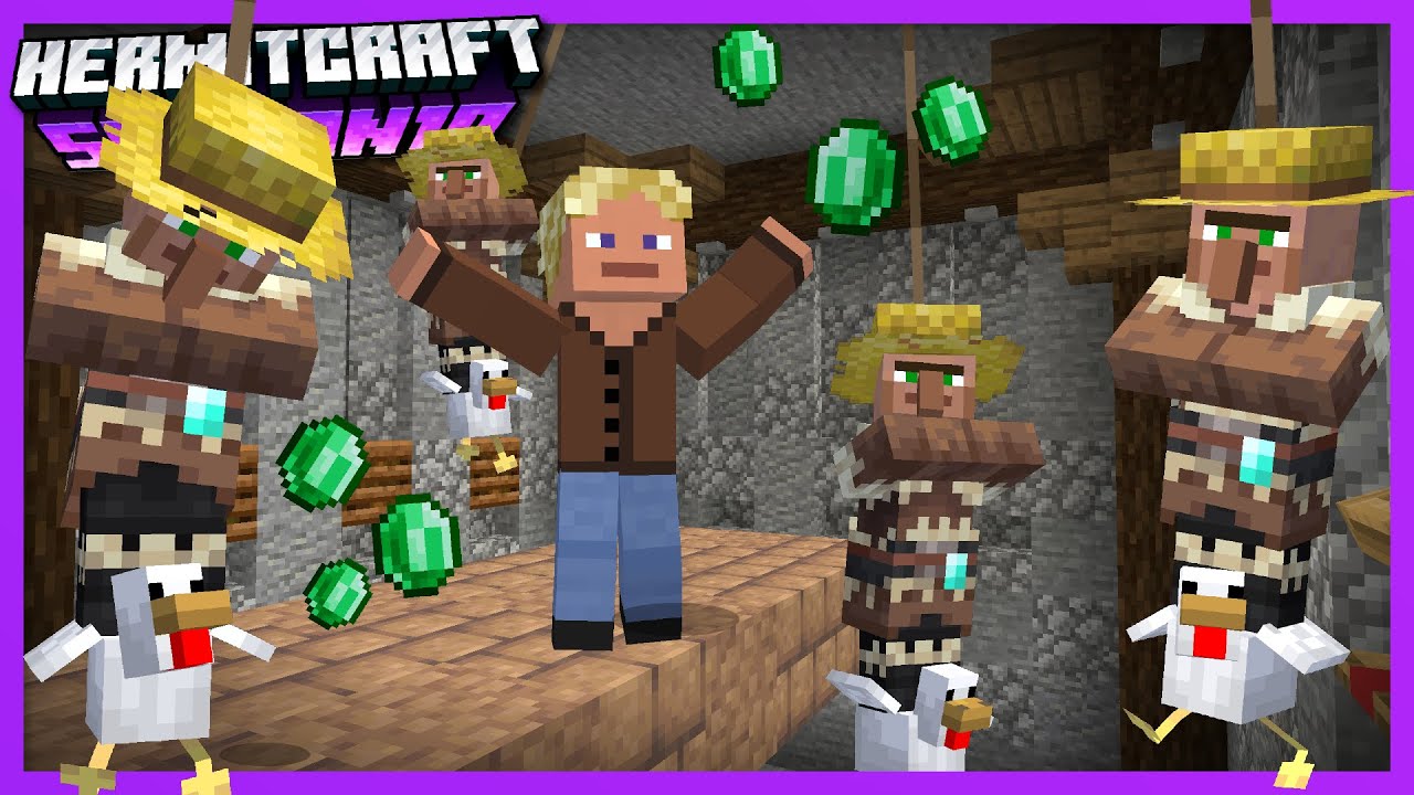 Chicken Jockey Villager Trading Hall! - Minecraft Hermitcraft Season 10