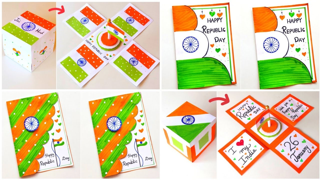 Top 4 Republic Day Card Making Ideas 2026/ Happy Republic Day Cards/ DIY Republic Day Crafts Ideas/