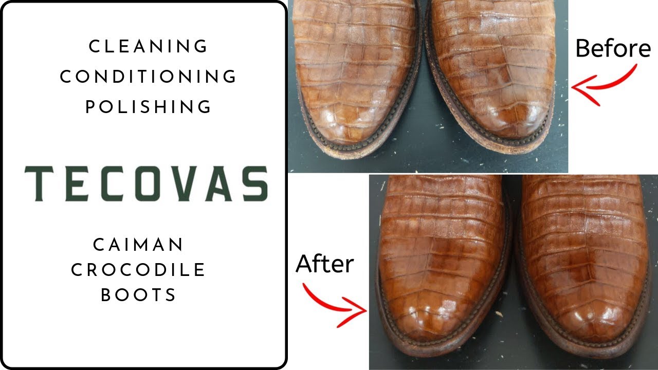 Tecovas Caiman Crocodile Boot Shine - ASMR