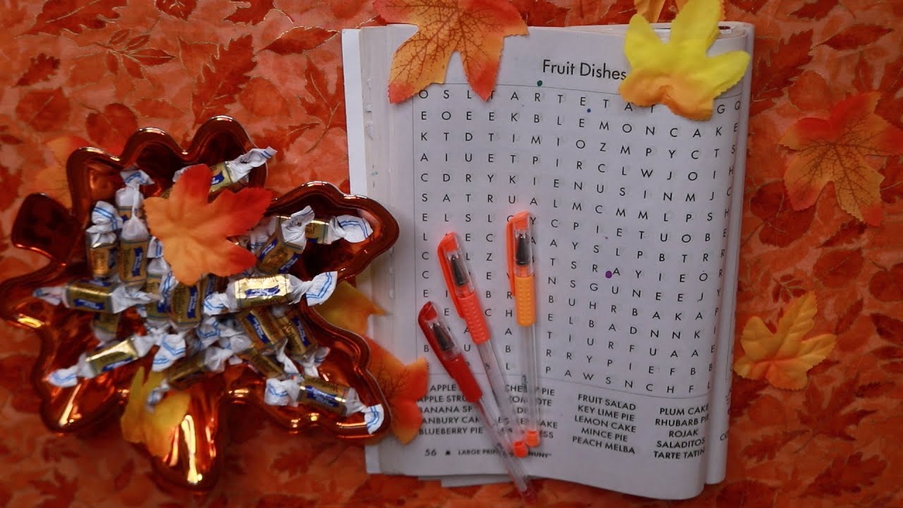 FRUIT PIES FOR THANKSGIVING WORD SEARCH WERTHER'S CHEWY CARAMELS ASMR EATING SOUNDS