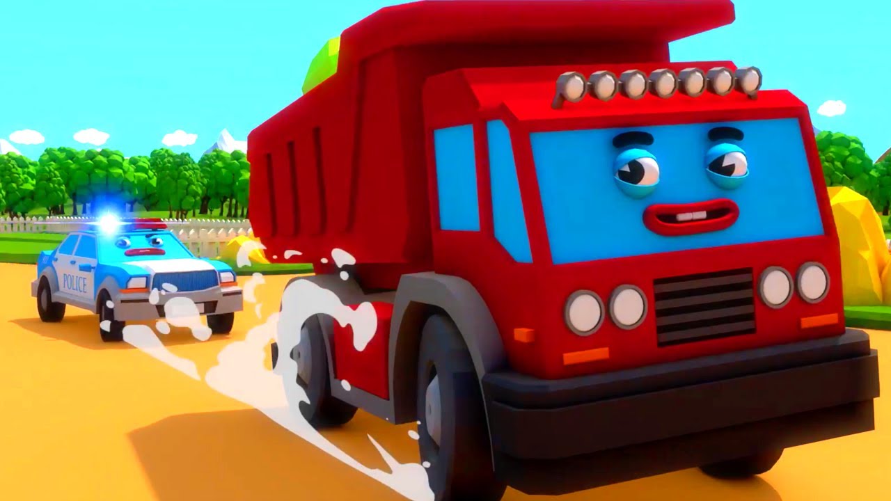 Polis Arabası İki Yarış Arabasının Peşinde - Cars Town - Çocuklar için Çizgi Film
