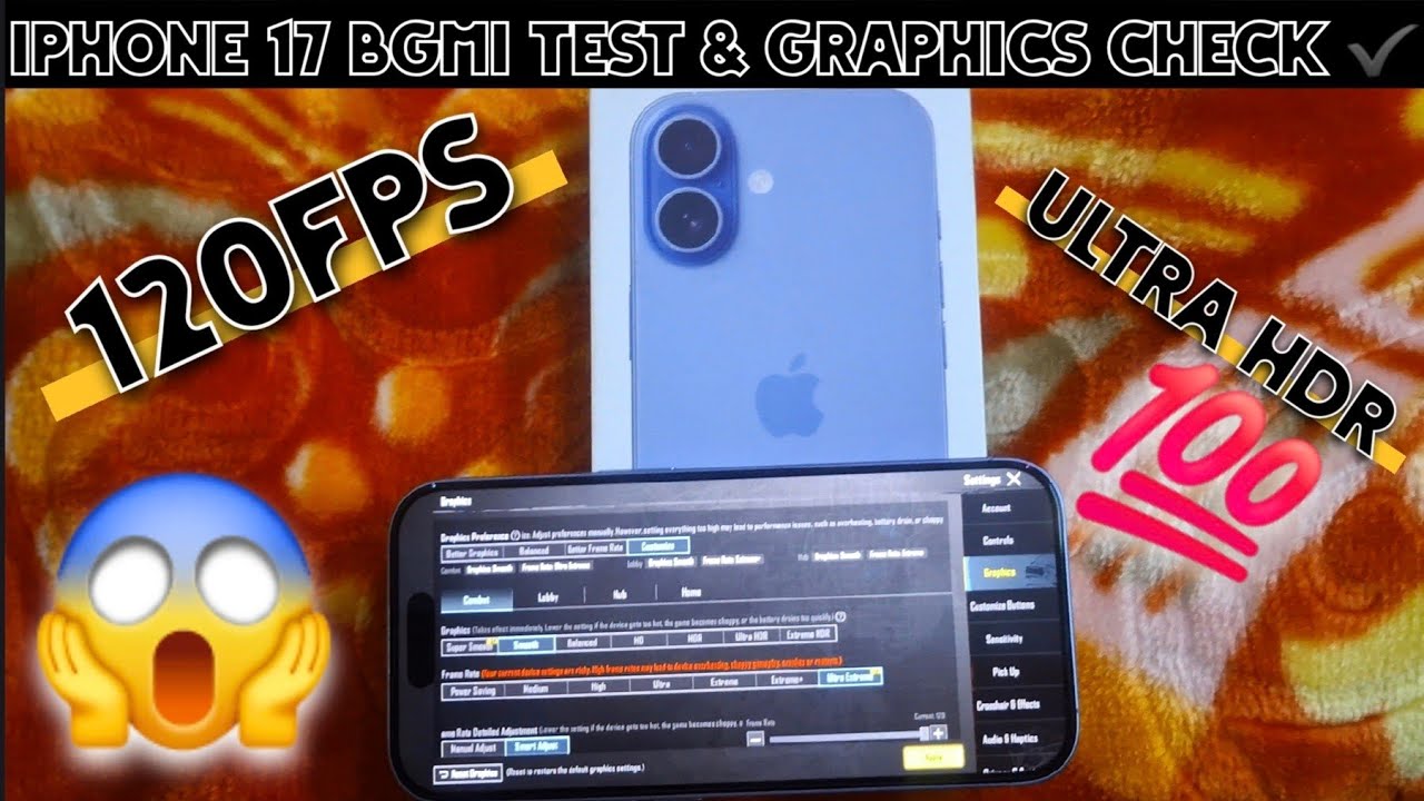 iPHONE 17 BGMI 120FPS TEST😍 Graphics Check & Battery test | gaming beast?