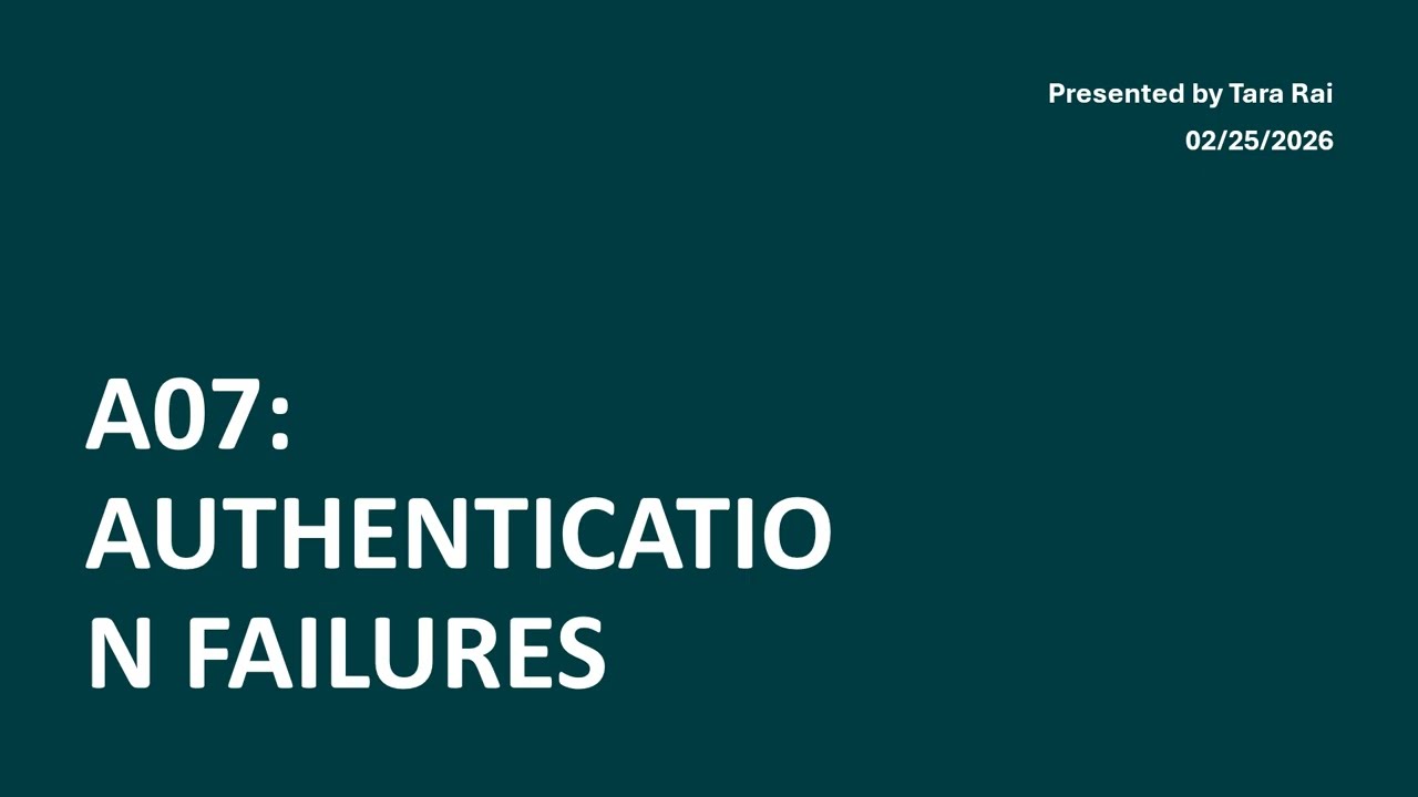 OWASP Top 10 A07: Authentication Failures